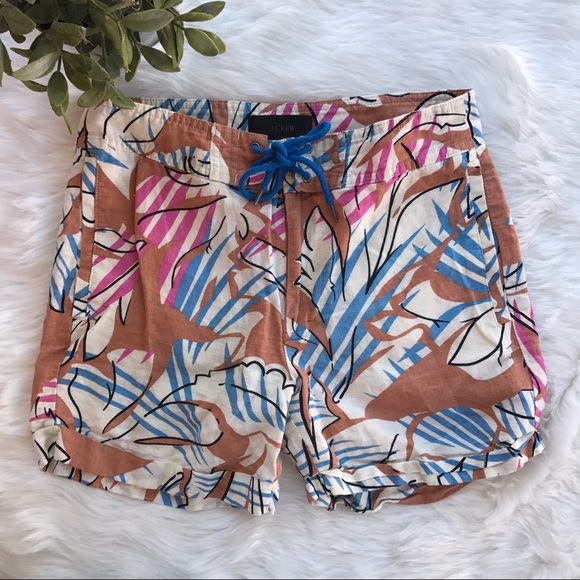 J. Crew}• desert oasis linen floral boardshorts - Picture 4 of 8